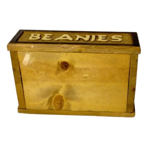Vintage Beanies Handmade Wooden Toolbox Storage with Handle 13 x 8 in - Picture 7 of 8